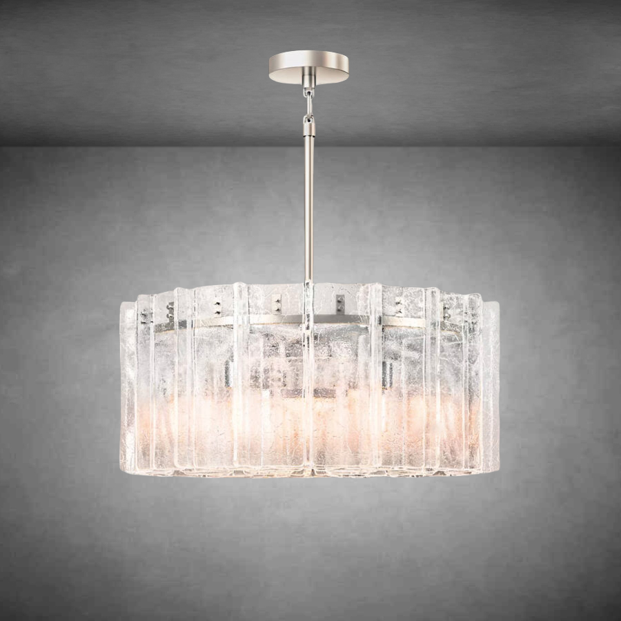 Lattace Clear Glass Round Chandelier 36''48"-Homelova