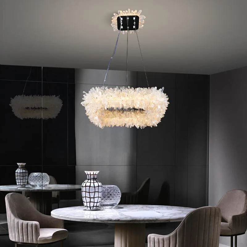 24'' Square Modern Geode Quartz Crystal Chandelier-Homelova