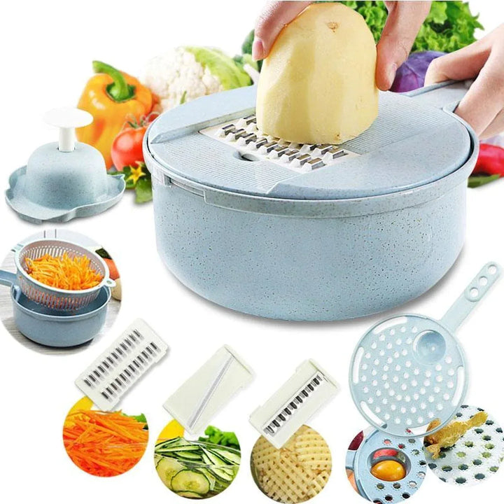 Multifunctional Vegetable Slicer with Sieve - 3 - In-1 Kitchen Grater for Vegetables & Fruit | Practical Kitchen Helper with Drip Tray-Homelova