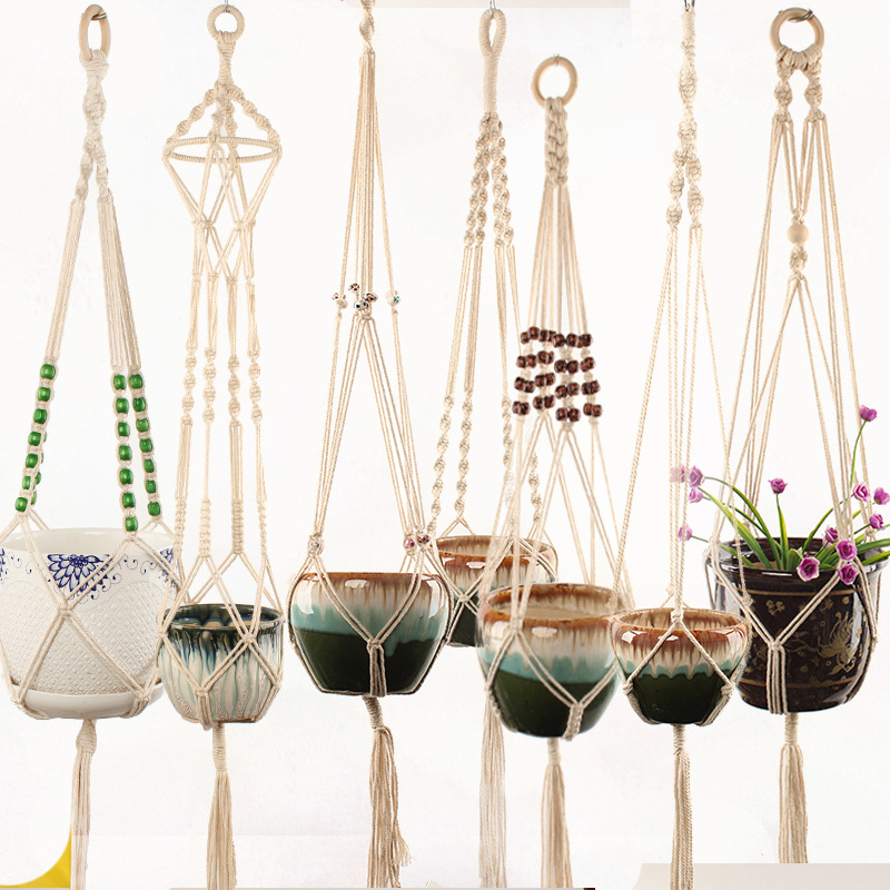 Macramé Plant Hanger Made From Cotton Rope - Stylish Suspension for Pots-Homelova