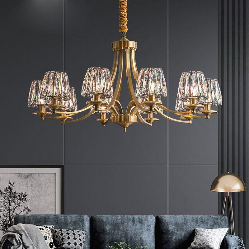 10-Light Contemporary Crystal Chandelier-Homelova