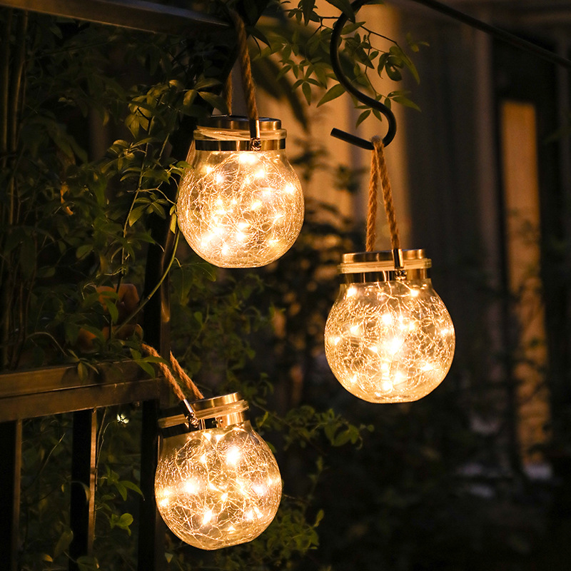 Solar Led Lantern In A Jar - Decorative Garden Lighting With Wire Lights And Carrying Handle-Homelova