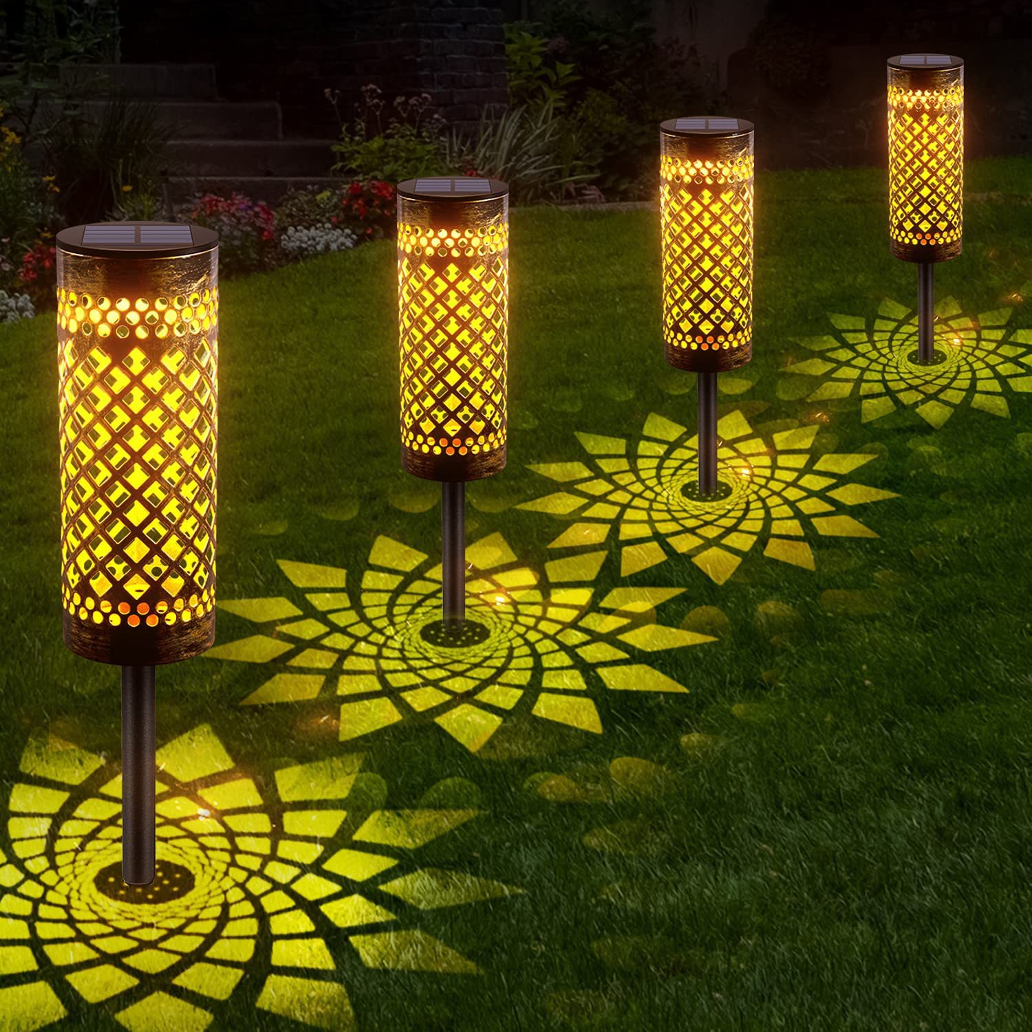 Waterproof Solar Led Garden Light with Projection Pattern - Robust Outdoor Lighting Made of Metal-Homelova
