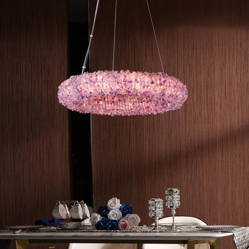 Tadeo Purple Rock Crystal Round Luxury Chandelier-Homelova