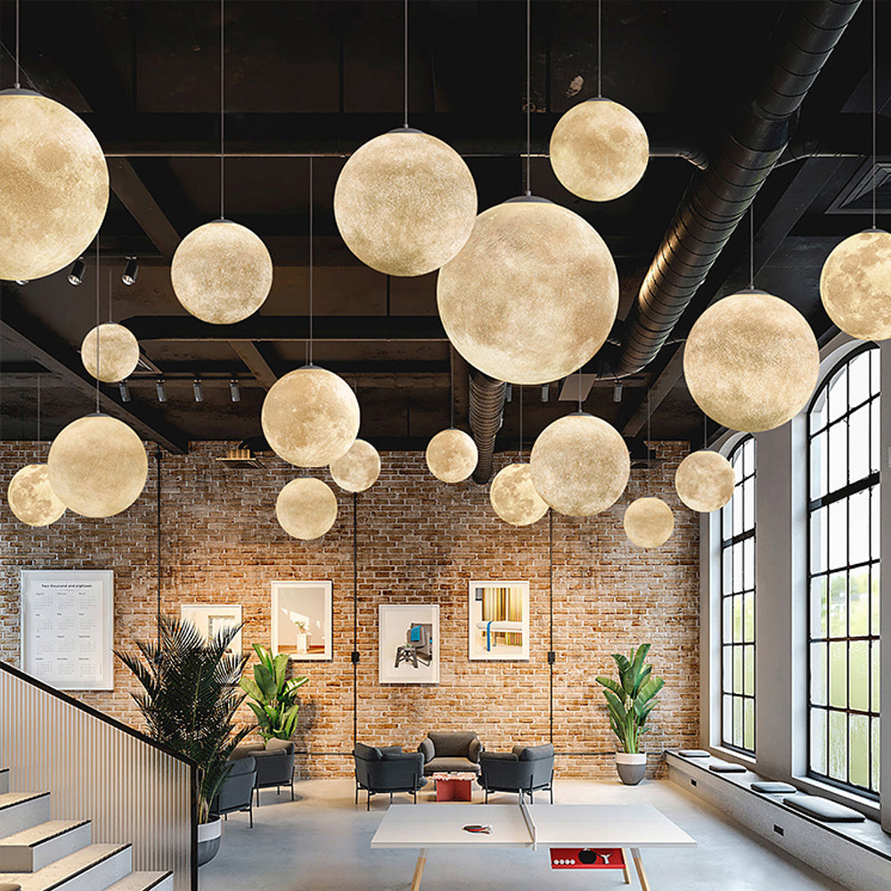Commercial Design Exhibition Room Resin Chandelier Bar Restaurant Decor Moon Pendant Lamp-Homelova