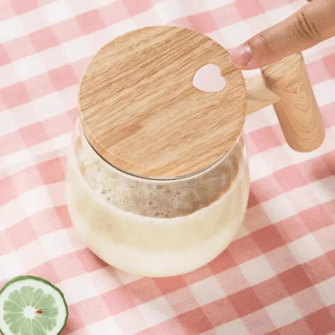 Intelligent Mug - Self - Stirring Mug with Wooden Design-Homelova