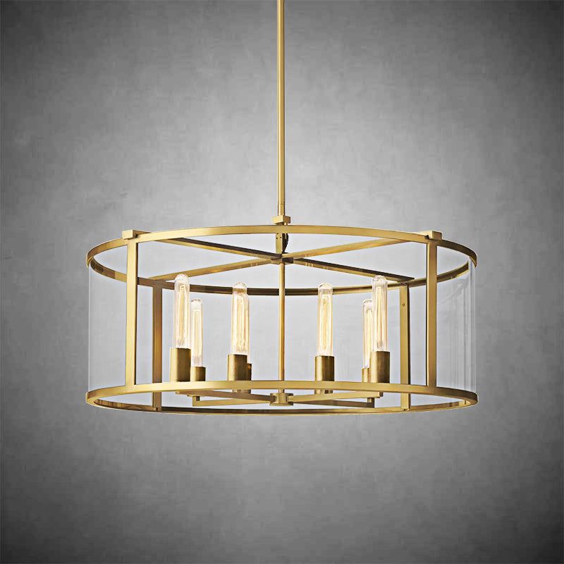 Baker Glass Lantern Modern Round Chandelier 33"44"55"-Homelova
