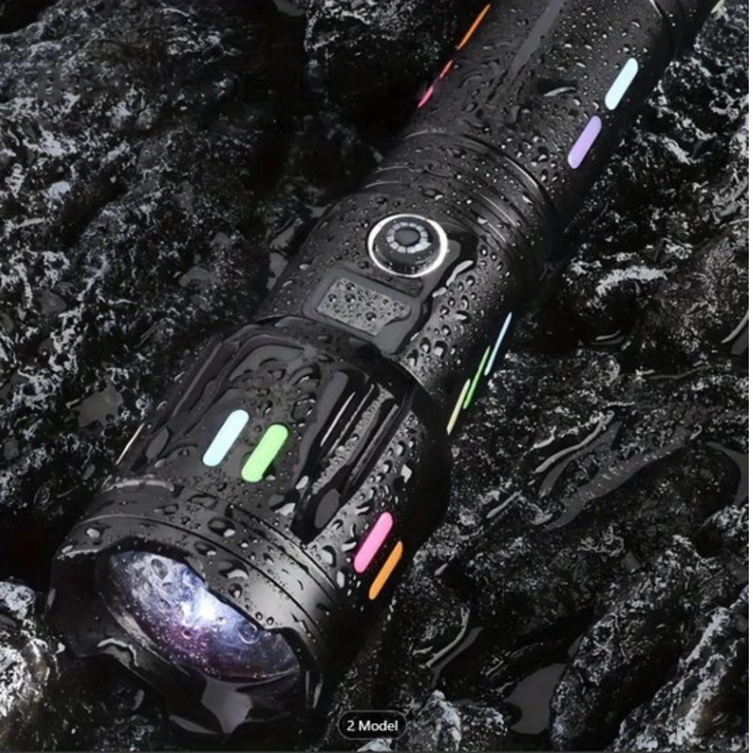 Led Torch with Power Display - Rechargeable High - Performance Torch with Glass Breaker & Usb - C-Homelova