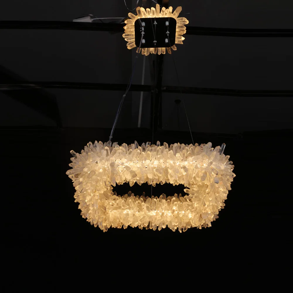 24'' Square Modern Geode Quartz Crystal Chandelier-Homelova