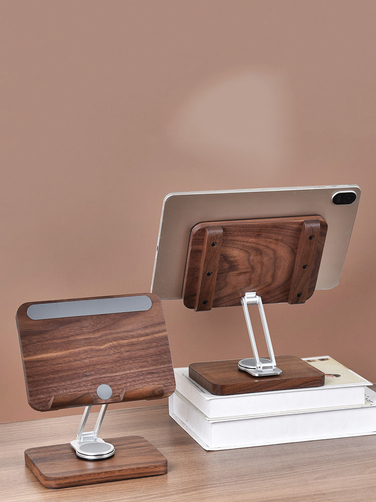 360° Rotating Black Walnut Wood iPad Stand,Tablet Stand-Homelova