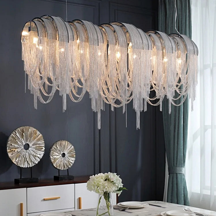Cadena Chain Tassel Dining Room Chandelier-Homelova