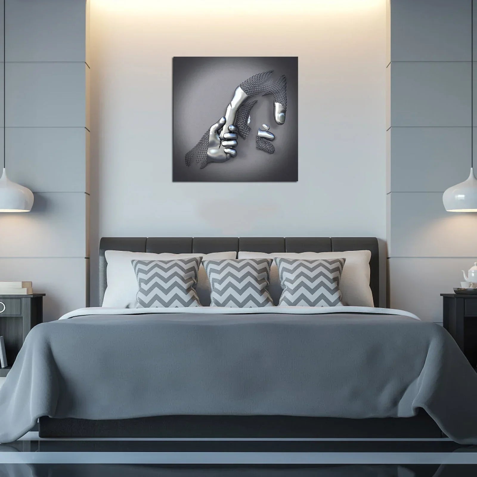 Love Canvas with Elegant Metal Figure in Modern Design-Homelova