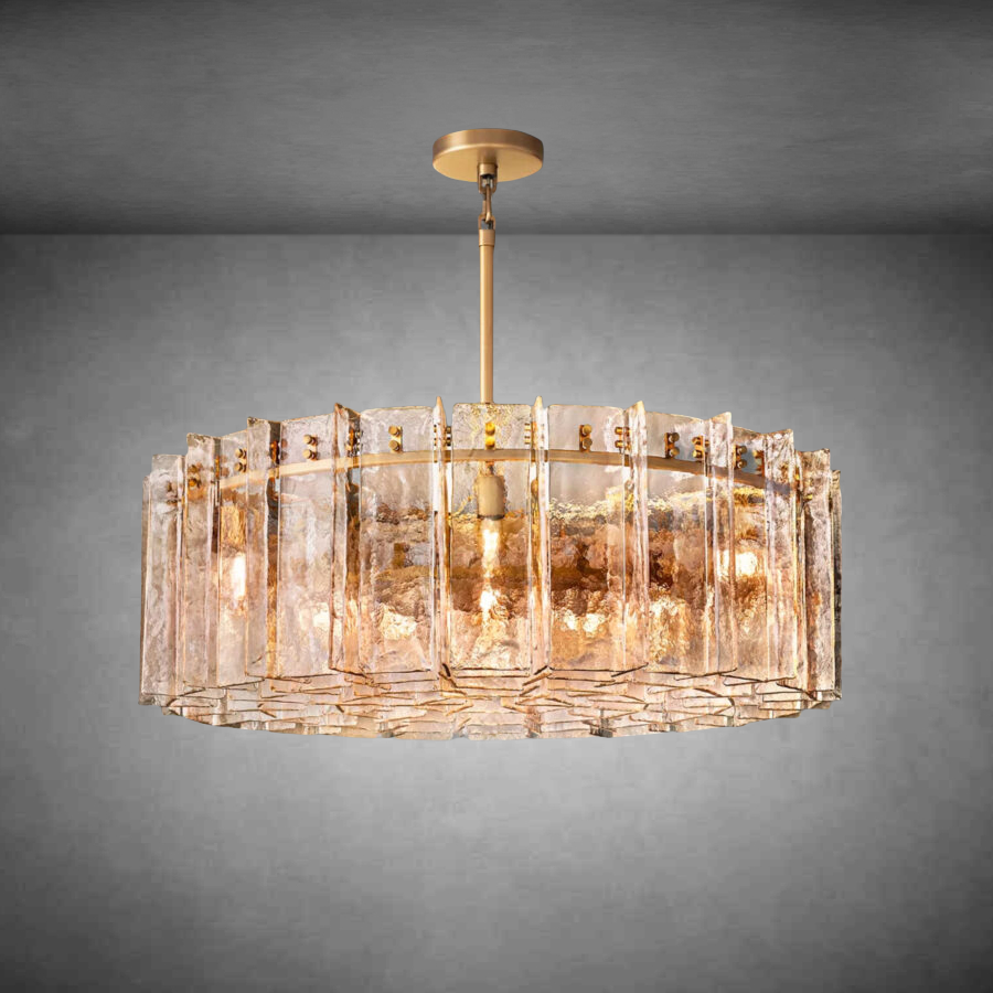 Lattace Smoke Glass Round Chandelier 36''48"-Homelova