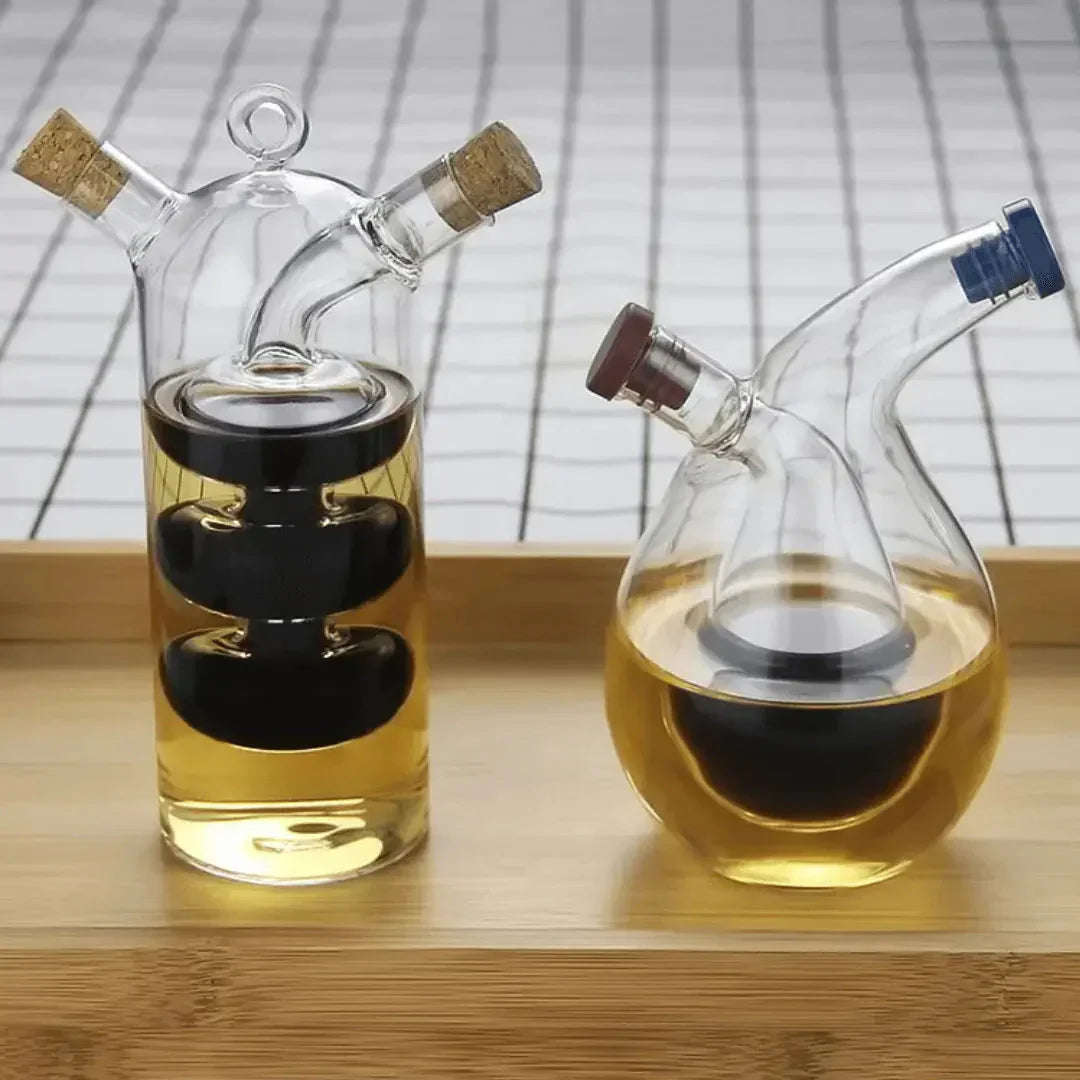 Oil & Vinegar Dispenser - Double Glass Bottle for Stylish Serving & Storage-Homelova
