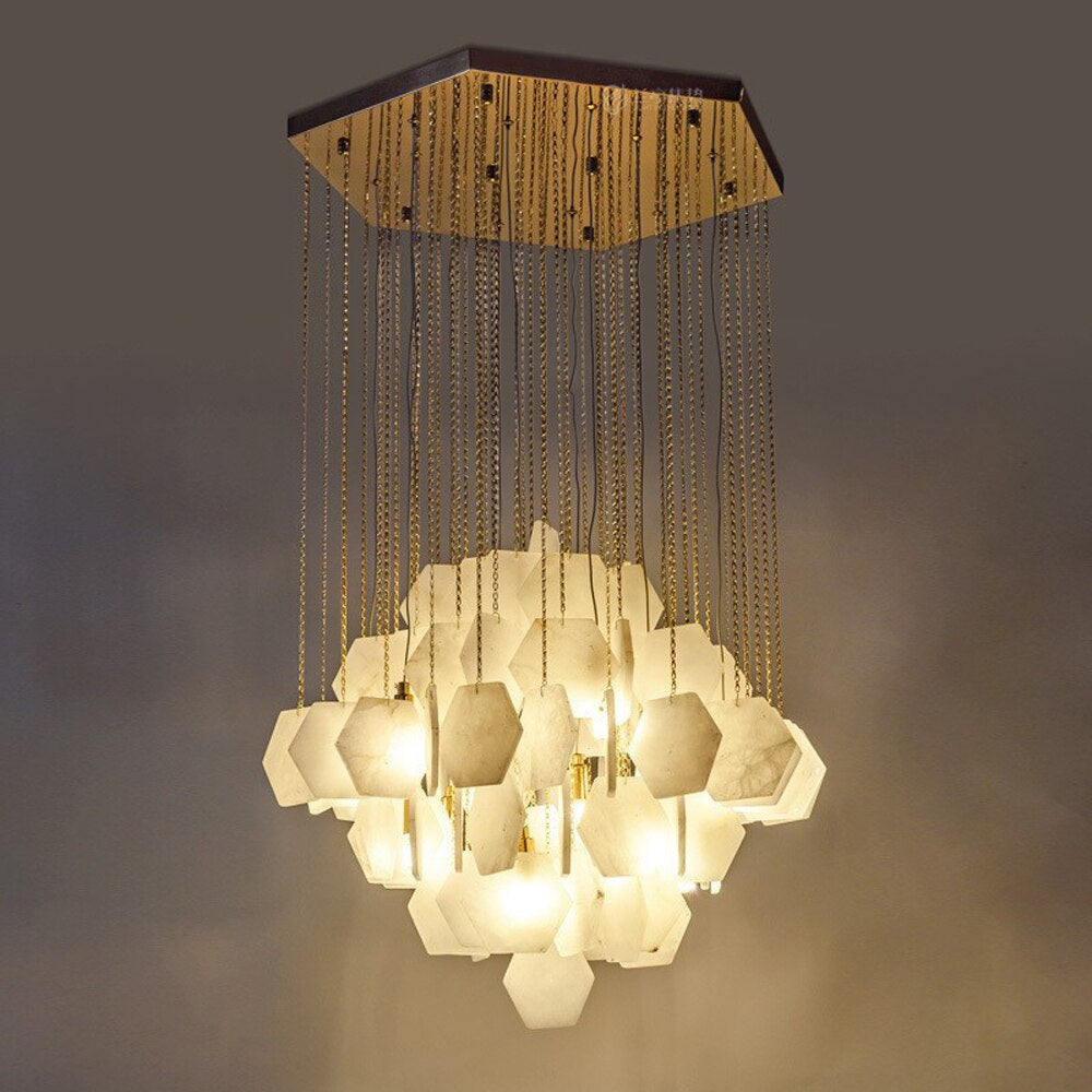 Moonshade Natural Marble Modern Chandelier-Homelova