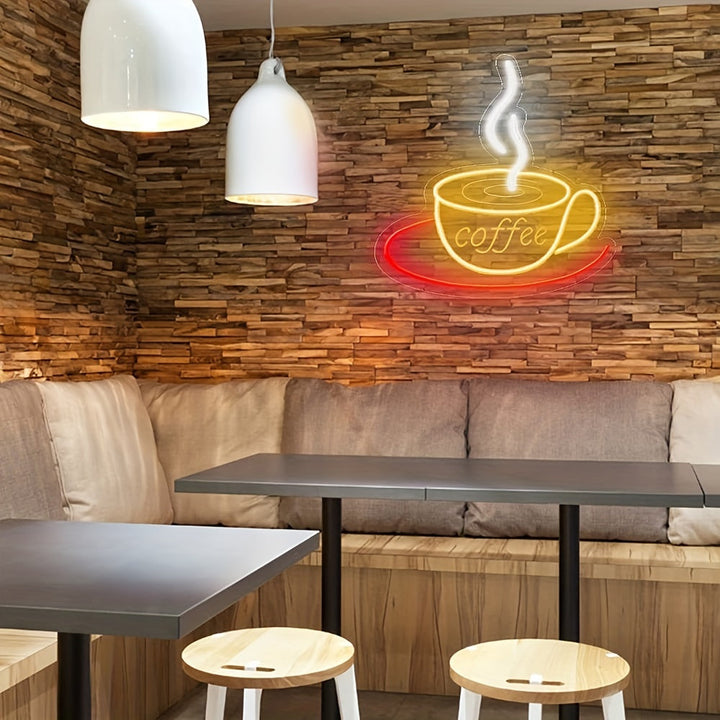 Led Neon Coffee Cup Wall Light-Homelova
