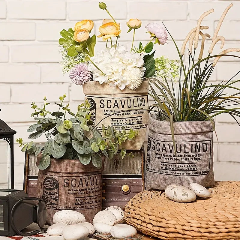 Decorative Fabric Plant Pot with Print - Versatile Storage Pot for Plants and Decorations-Homelova