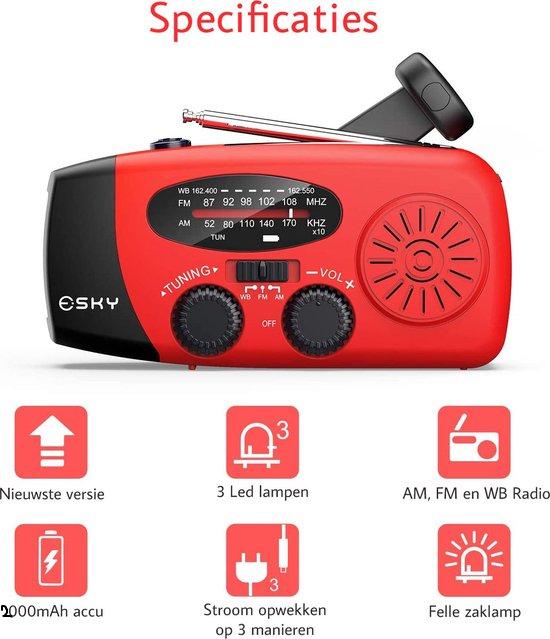 Emergency Solar Radio With Crank - Portable Dynamo Radio With Power Bank & LED Torch-Homelova