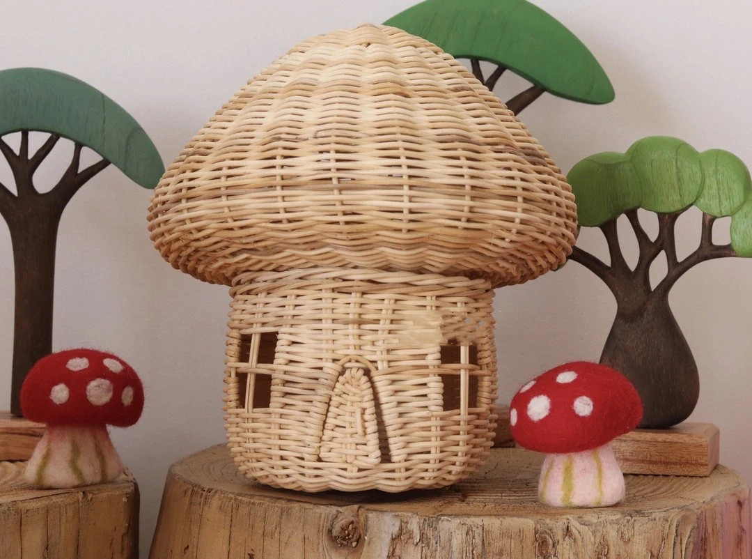 Handmade Rattan Mushroom House Ornament - Beautiful Wickerwork Decoration for the Home-Homelova
