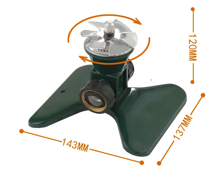 360 - Degree Automatic Rotating Metal Lawn Sprinkler - Effective Garden Irrigation Spray Head-Homelova