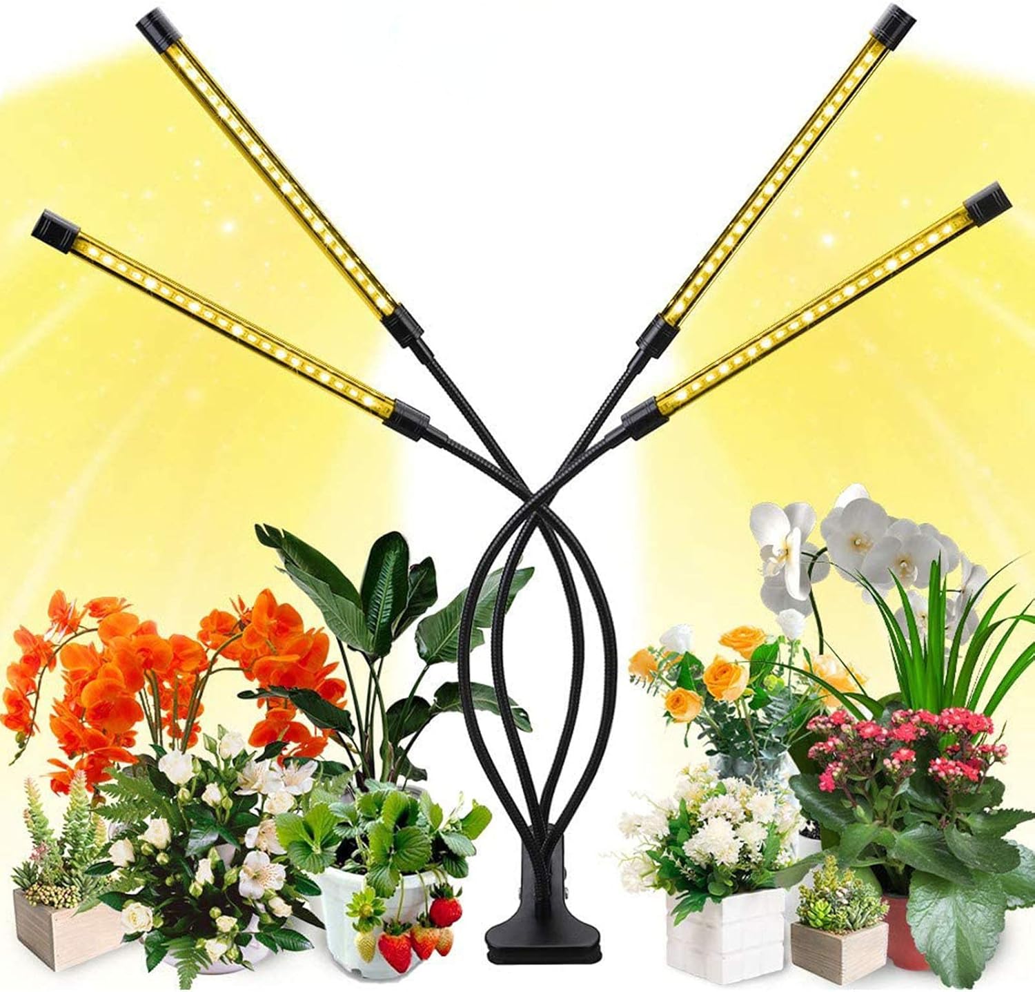 Plant Grow Light with 4 Flexible Arms and Dimming Function for Indoor Gardens-Homelova
