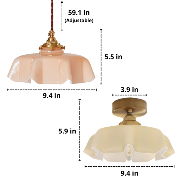 Draped Glass Pendant Light Dimensions