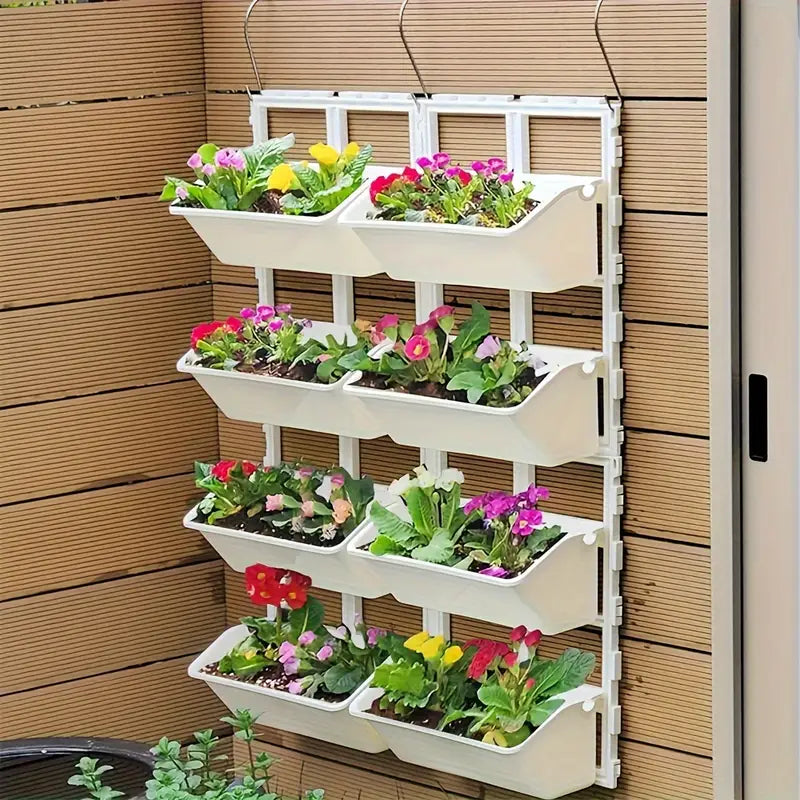 Vertical Plant Storage with 8 Pockets - Wall - Mounted Plant Shelf for Balcony and Garden-Homelova