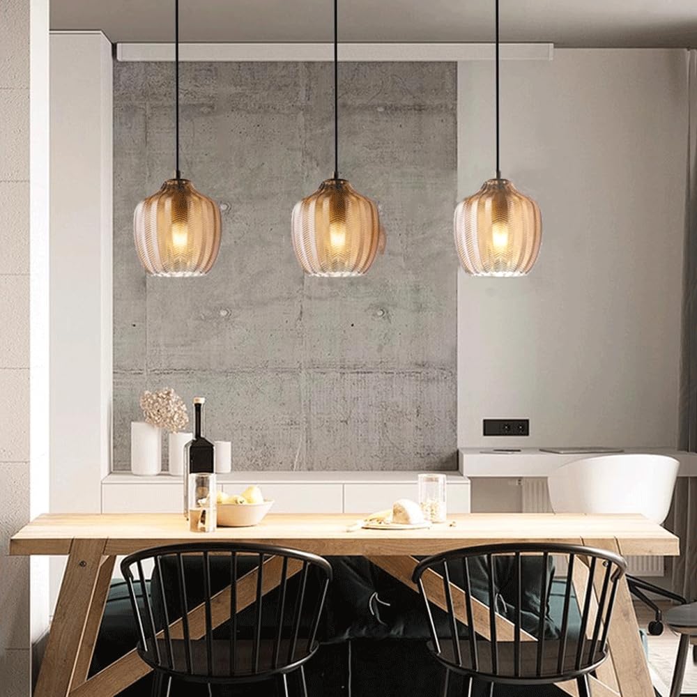 Brown Striped Glass Vintage Pendant Light-Homelova