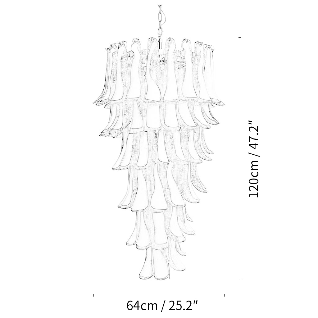 Beautiful Murano Transparent Amber Spiral Chandelier