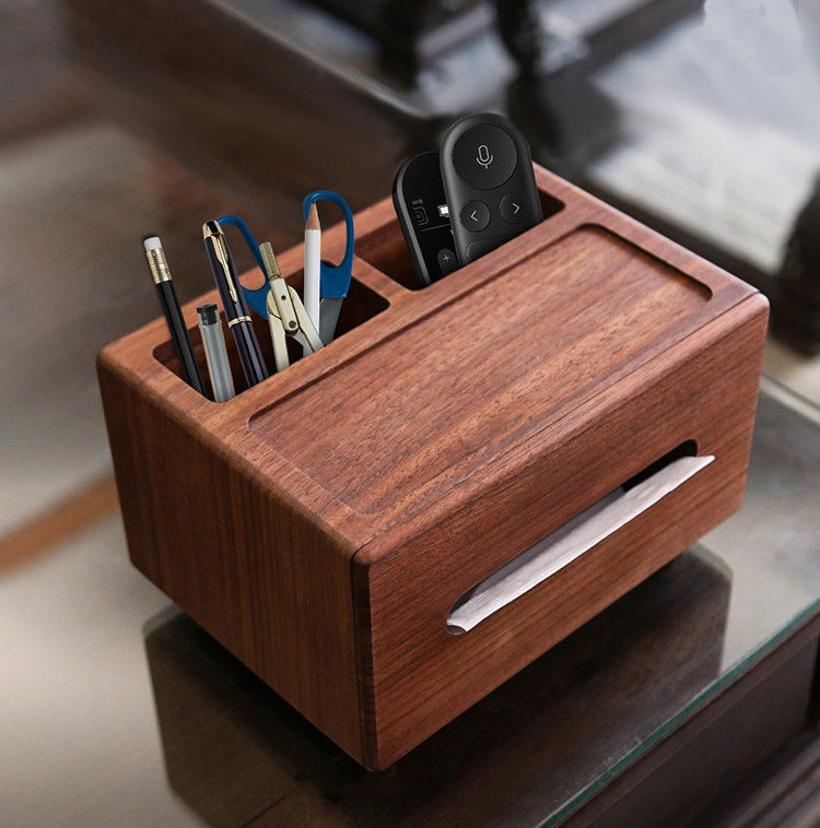 Classic Wooden Tissue Box, Black Walnut Living Room Organization And Storage Box-Homelova