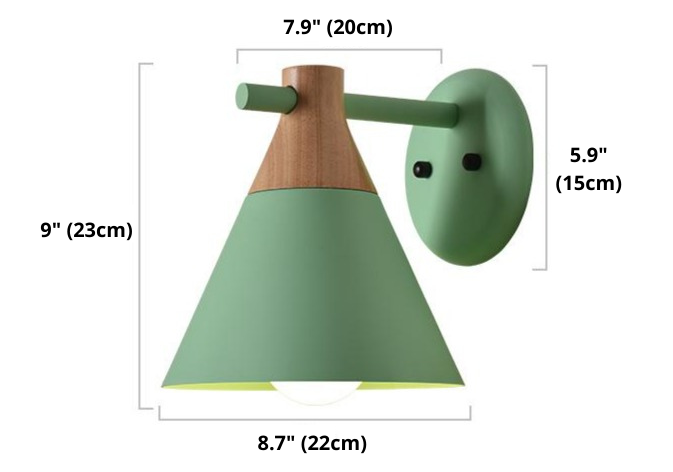 Nordic Simple Cone Wooden Wall Lamp-Homelova
