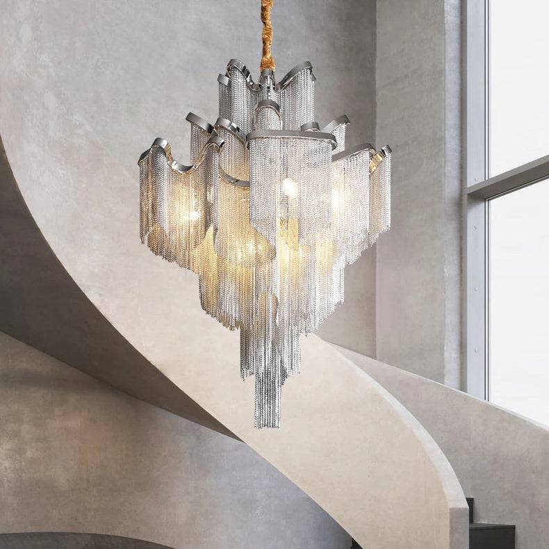 Cadena Metal Tassel Chandelier-Homelova