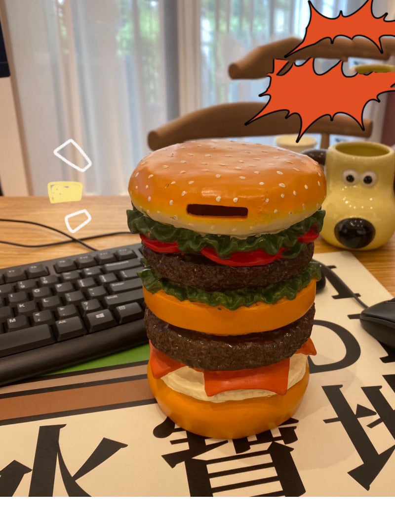 Creative hamburger piggy bank, funny desktop decoration, holiday gift-Homelova