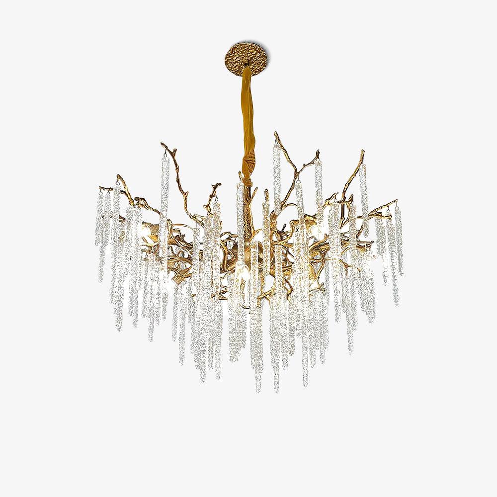 Crystal Icicles Branch Brass Chandelier-Homelova