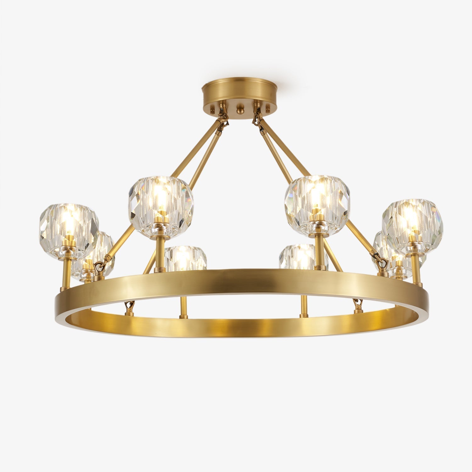 Crystal Round Golden Chandelier-Homelova