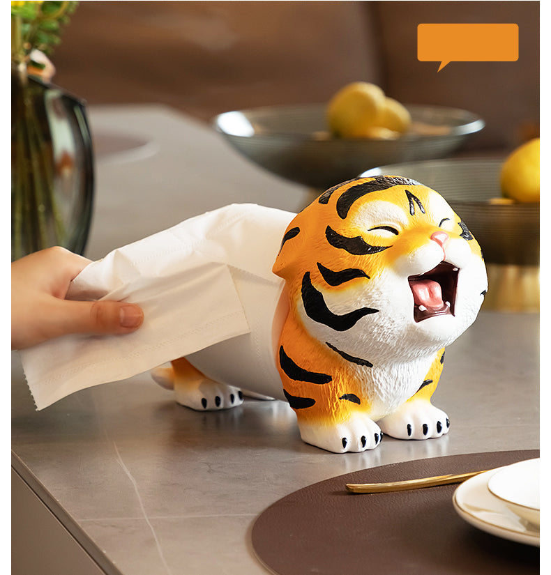 Cute Little Tiger Roll Holder, Unique Desktop Decoration Design-Homelova