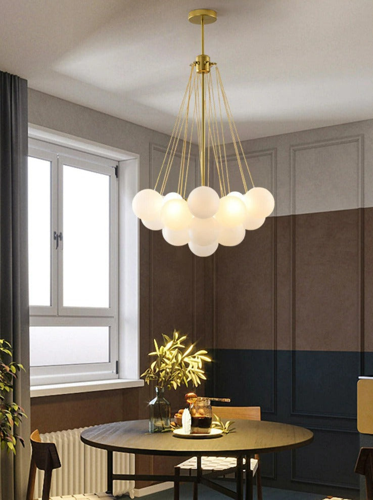 European Style White Flower Cluster Ball Glass Chandelier-Homelova