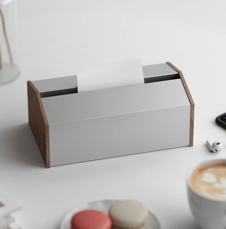 Exquisite Modern Art Tissue Box, Black Walnut Metal Combination-Homelova