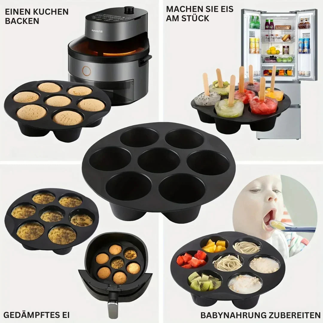 Silicone Muffin Tin for Hot Air Fryer - Non - Stick & Flexible for Muffins , Cupcakes & Snacks-Homelova