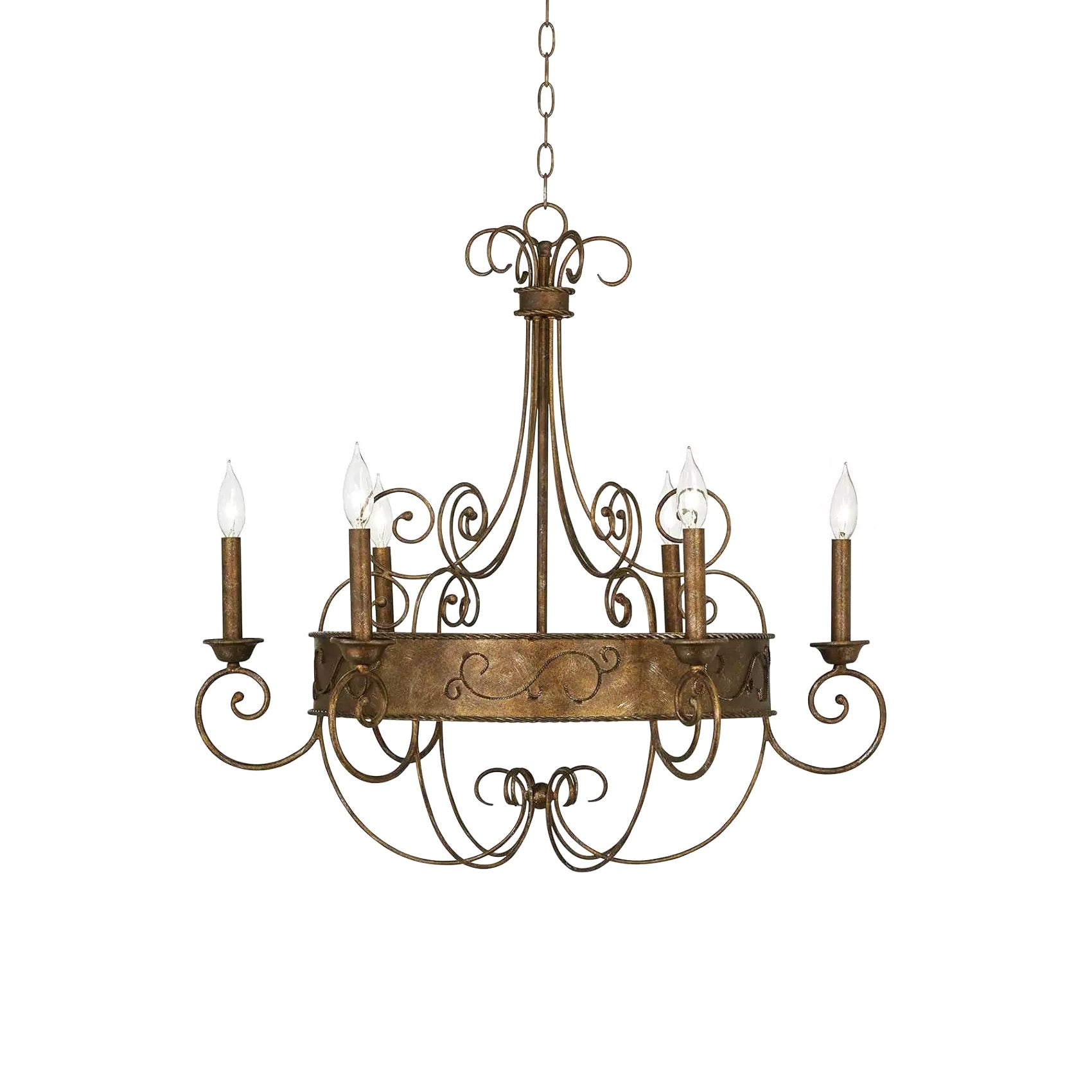 Franklin Rust Candlestick Chandelier-Homelova