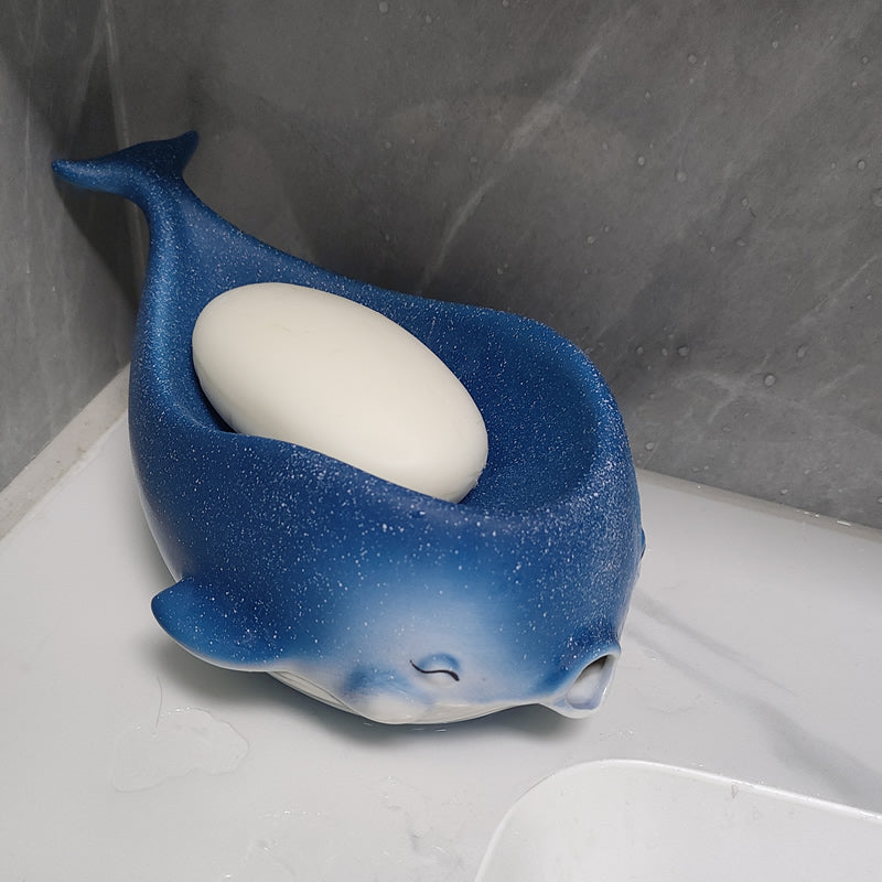 Fun Blue Little Whale Bathroom Draining Soap Dish-Homelova