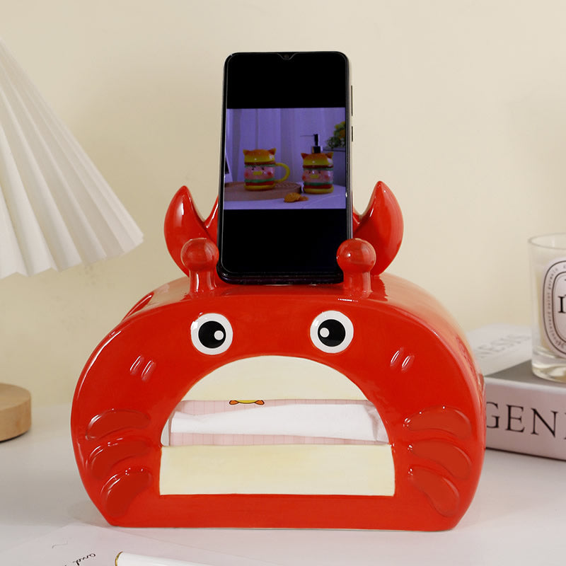 Funny Big Crab Ceramic Tissue Box, Creative Living Room Decoration Ideas-Homelova