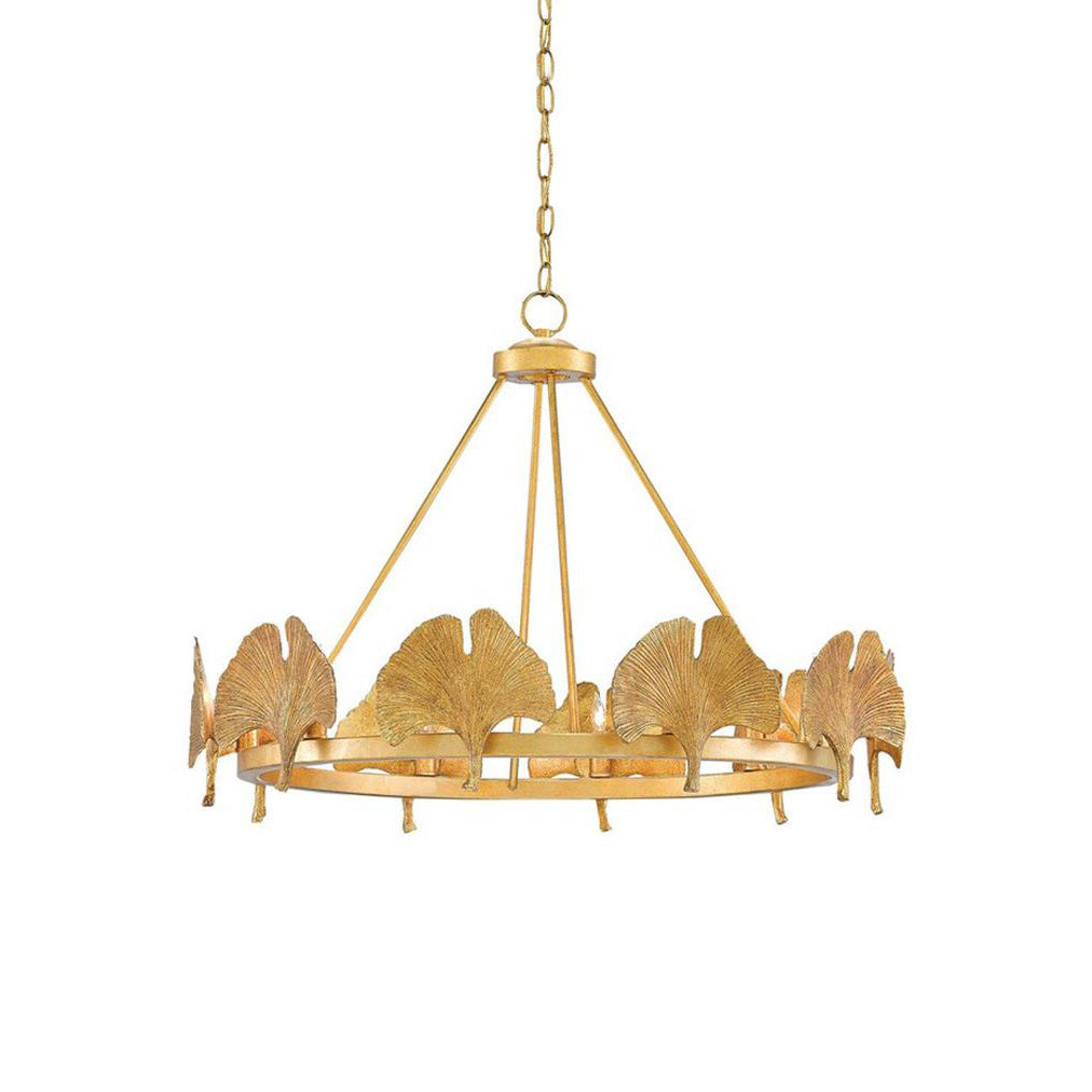 Gold Foil Ginkgo Leaf Chandelier-Homelova