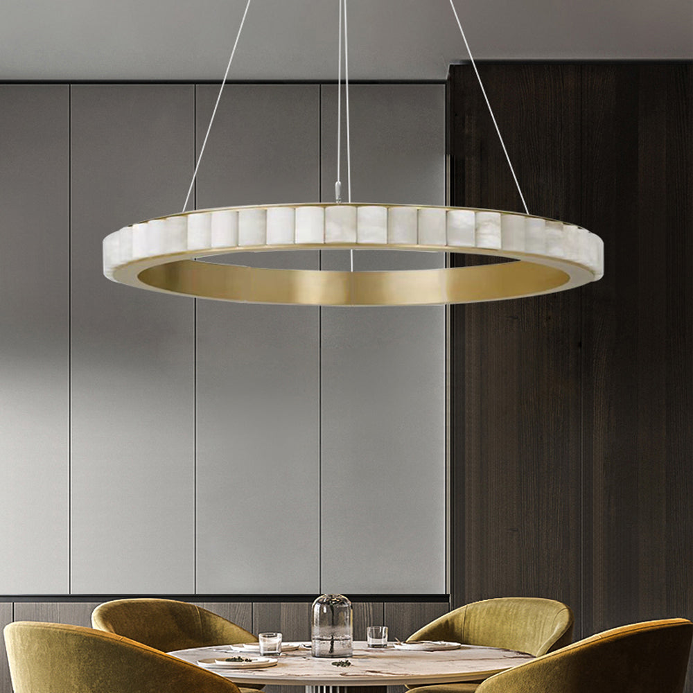 32" Natural Marble Modern Ring Chandelier-Homelova