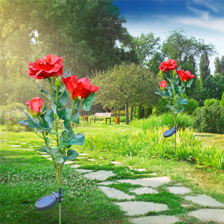Solar - Powered Rose Lights - Garden Plug with Solar Panel for Decorative Lighting-Homelova