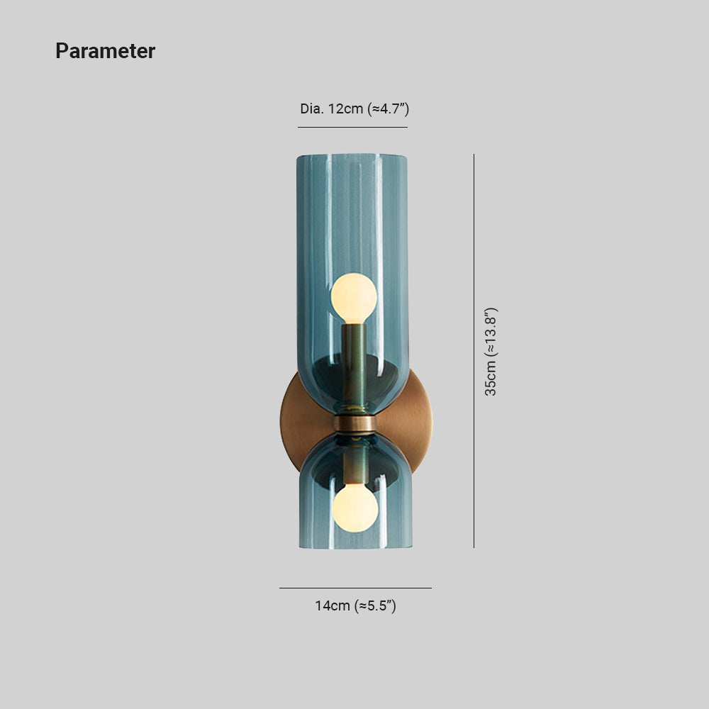 Morandi Fancy Double Head Metal/Glass led Wall Lamp, Blue/Gray/White