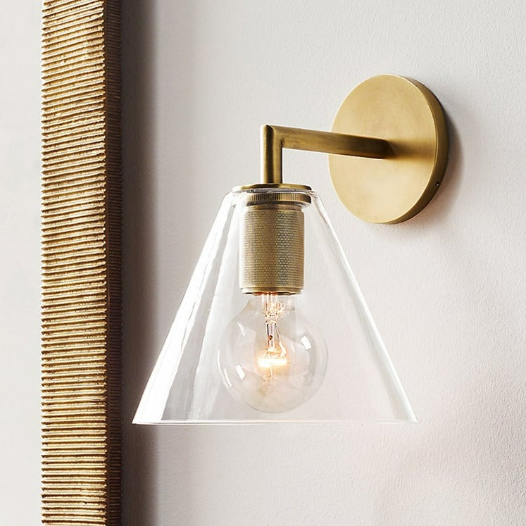 Simple Design Copper Transparent Glass Wall Lamp-Homelova