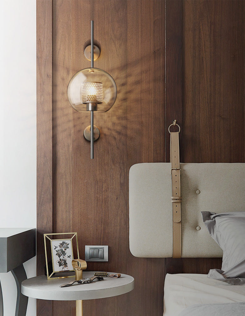 Modern Honeycomb Brass Glass Wall Light-Homelova