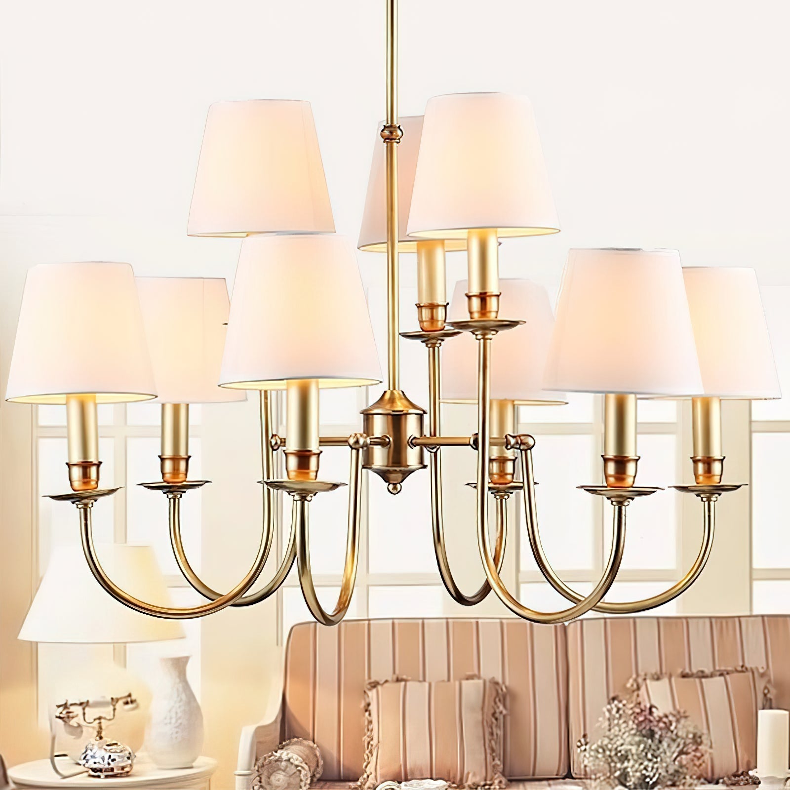 Jeremiah Vintage Brass Chandelier-Homelova