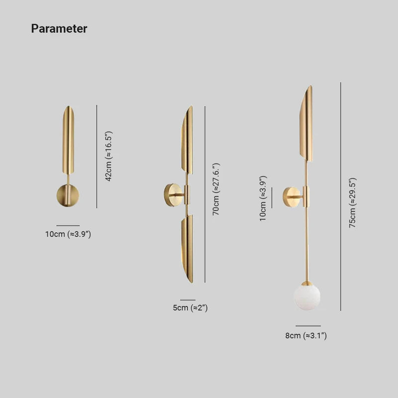Posmoderno Doble Foco Metal Aplique de Pared, Dorado